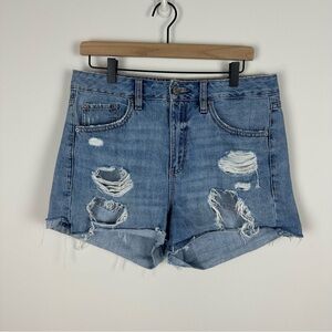 Garage Light Wash Denim Jean Cutoff Distressed Shorts, 9